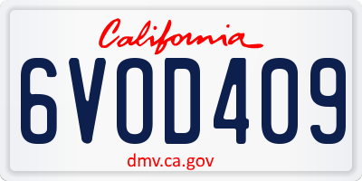 CA license plate 6VOD409