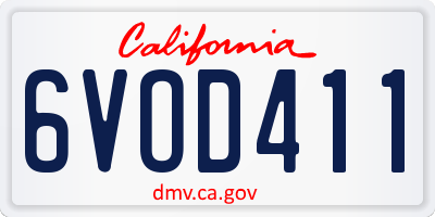 CA license plate 6VOD411