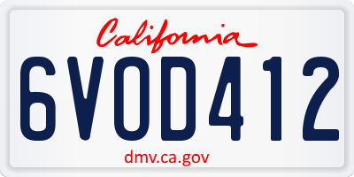 CA license plate 6VOD412