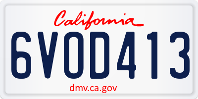 CA license plate 6VOD413