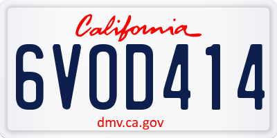 CA license plate 6VOD414