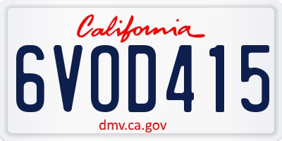 CA license plate 6VOD415