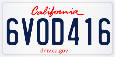 CA license plate 6VOD416