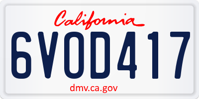 CA license plate 6VOD417