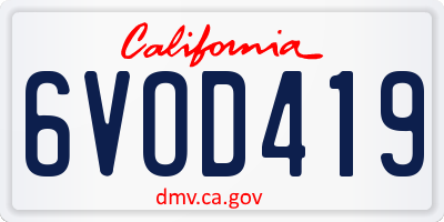 CA license plate 6VOD419