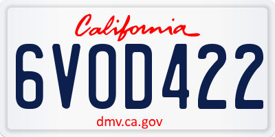 CA license plate 6VOD422