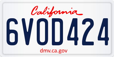 CA license plate 6VOD424