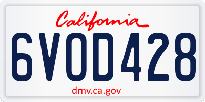 CA license plate 6VOD428