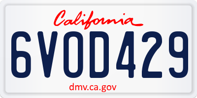 CA license plate 6VOD429