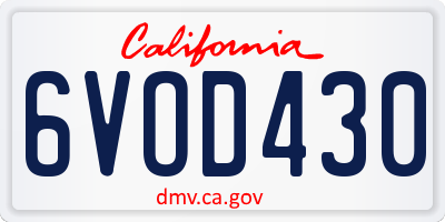 CA license plate 6VOD430