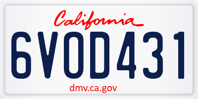 CA license plate 6VOD431