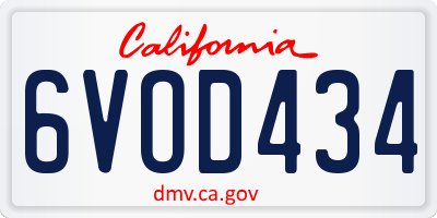 CA license plate 6VOD434