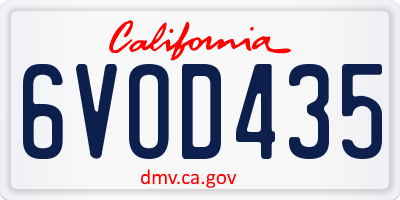 CA license plate 6VOD435