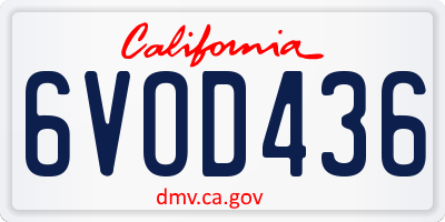 CA license plate 6VOD436
