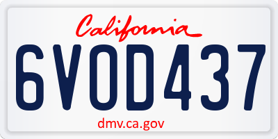 CA license plate 6VOD437