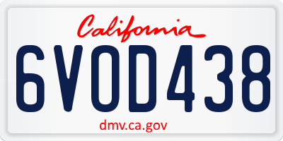 CA license plate 6VOD438