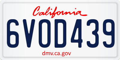 CA license plate 6VOD439