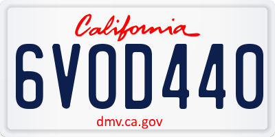 CA license plate 6VOD440