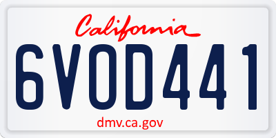 CA license plate 6VOD441