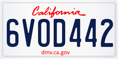 CA license plate 6VOD442