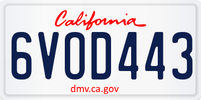 CA license plate 6VOD443