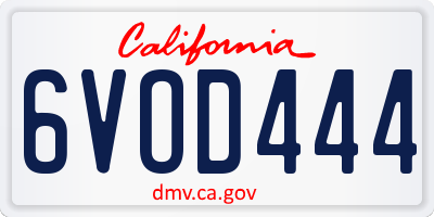 CA license plate 6VOD444