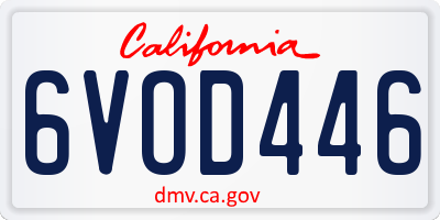 CA license plate 6VOD446
