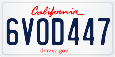 CA license plate 6VOD447