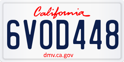 CA license plate 6VOD448