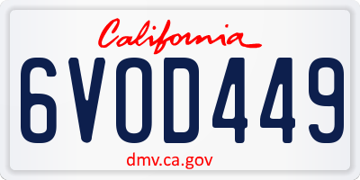 CA license plate 6VOD449