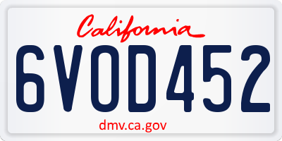 CA license plate 6VOD452