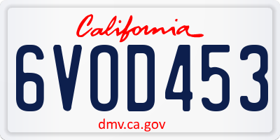 CA license plate 6VOD453