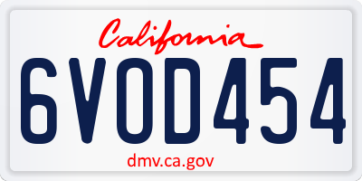 CA license plate 6VOD454
