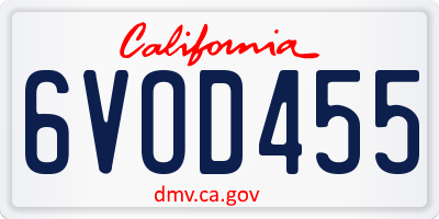 CA license plate 6VOD455