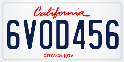 CA license plate 6VOD456