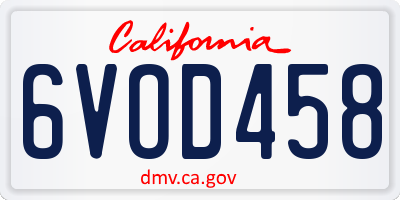CA license plate 6VOD458