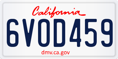 CA license plate 6VOD459