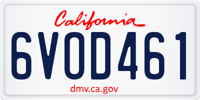CA license plate 6VOD461