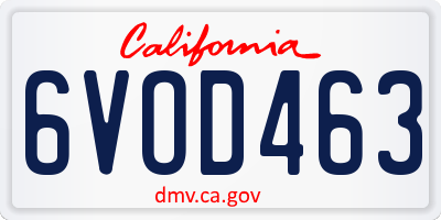 CA license plate 6VOD463