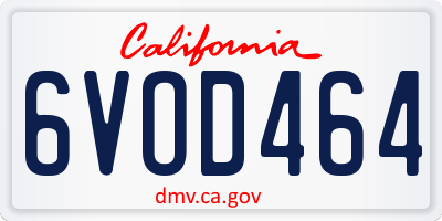 CA license plate 6VOD464