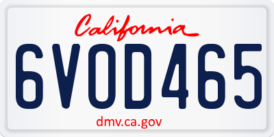 CA license plate 6VOD465