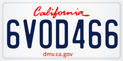 CA license plate 6VOD466