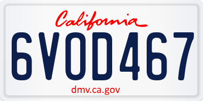 CA license plate 6VOD467