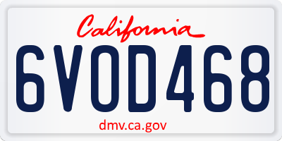 CA license plate 6VOD468