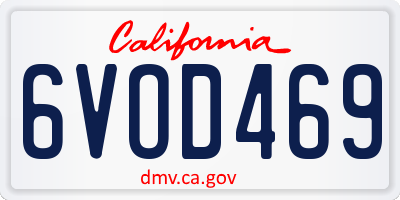 CA license plate 6VOD469