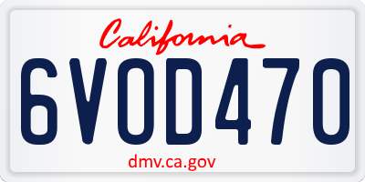 CA license plate 6VOD470