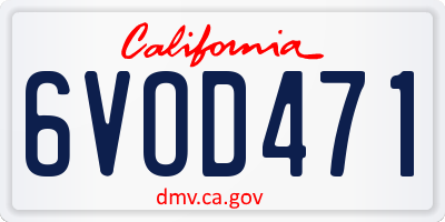 CA license plate 6VOD471