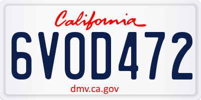 CA license plate 6VOD472