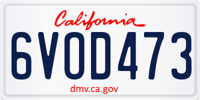 CA license plate 6VOD473