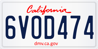 CA license plate 6VOD474